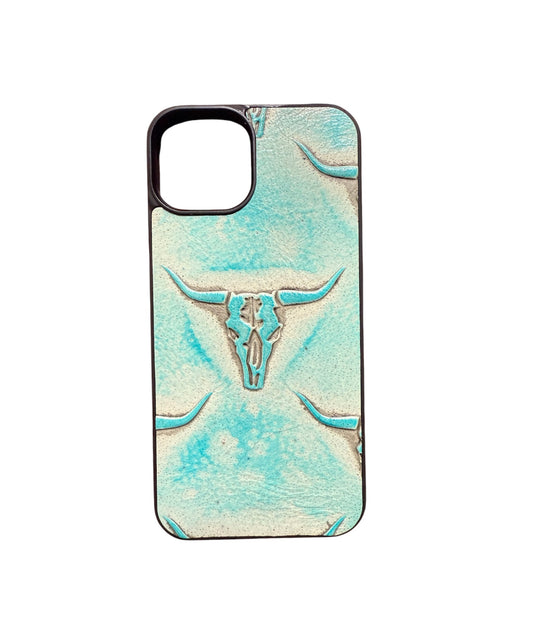 A8508 - IPhone 14 Tooled Leather w Rubber Case - Rawhide Western Wear 