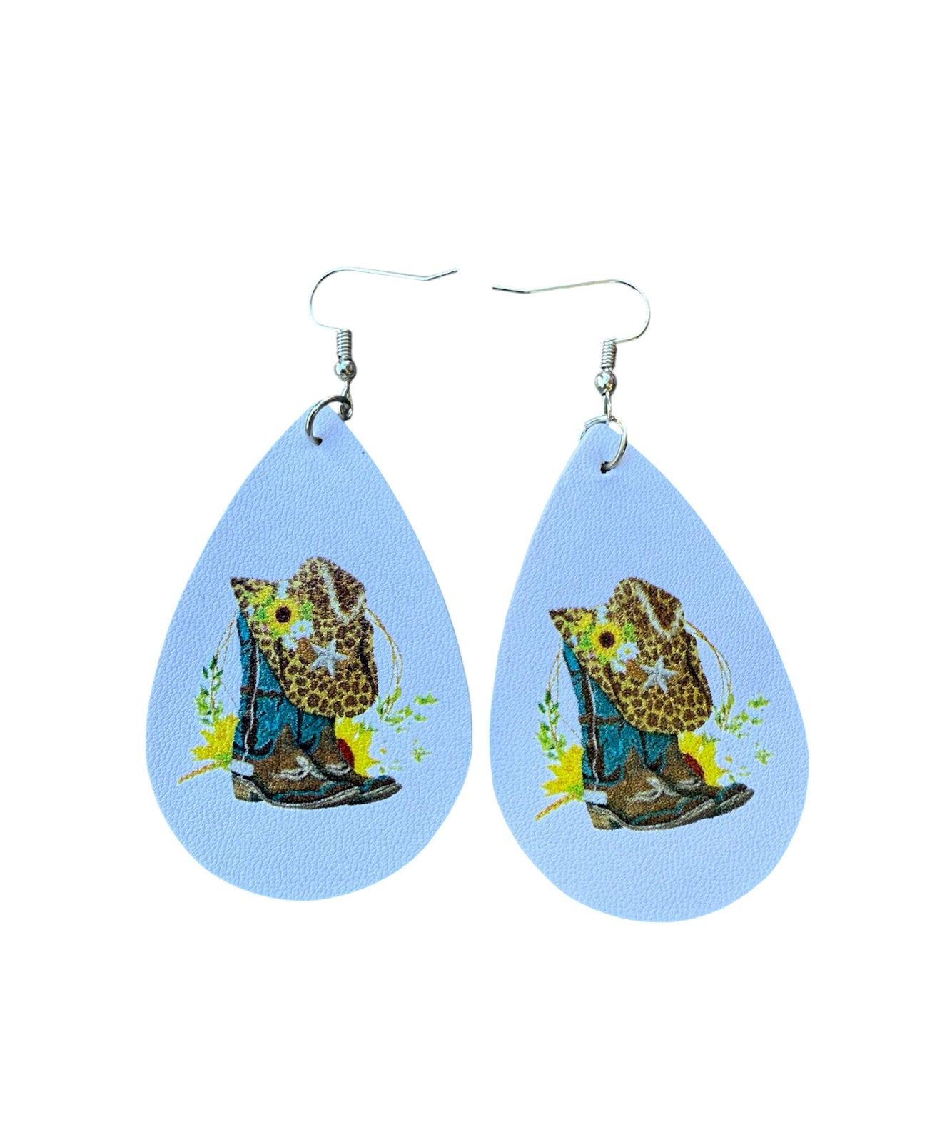 J7012C - Tear Drop Faux Leather Dangle