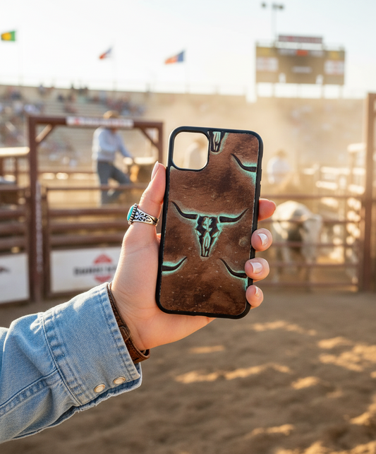 A8584 - IPhone 12/12 Pro Max Tooled Leather w Rubber Case