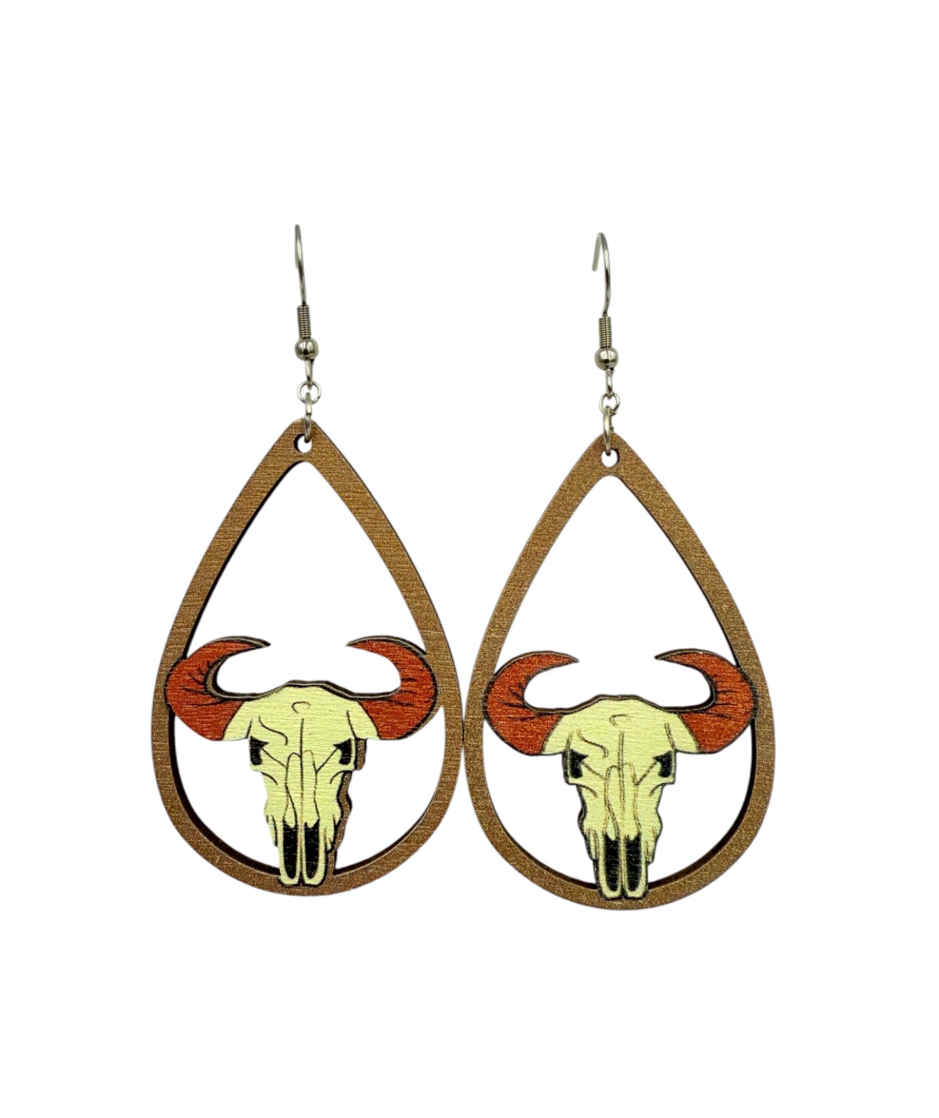 J6946B - Wooden Western Earrings