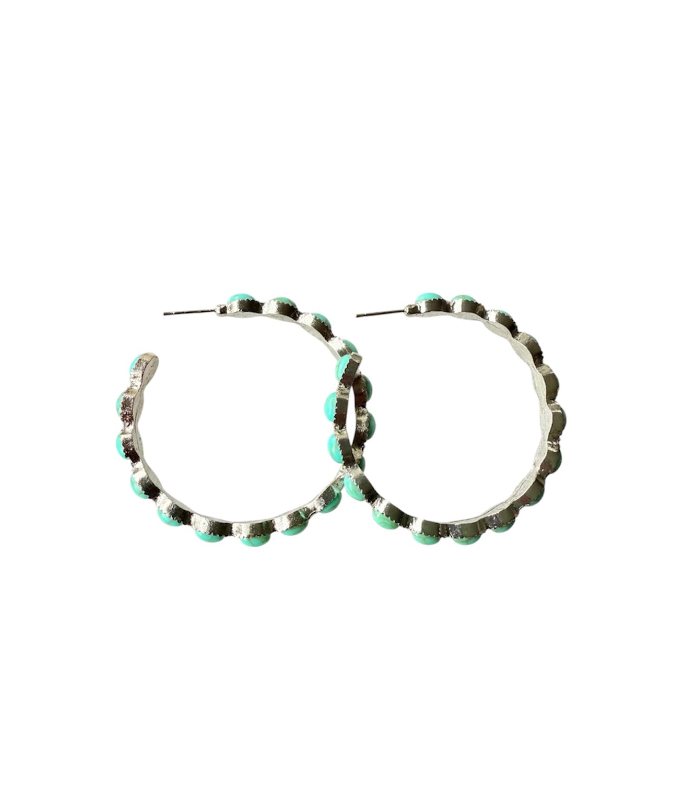 J7081 - C Shape Turquoise Dangle Earrings - Rawhide Western Wear 