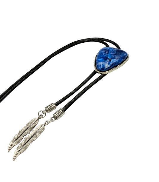 J7084 - Bolo Tie w Blue Bead