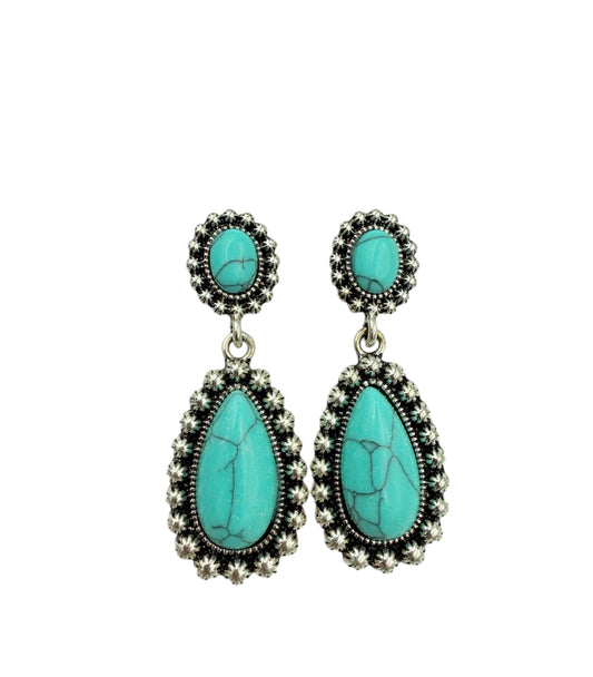 J7079 - Turquoise Stud Dangle Earrings