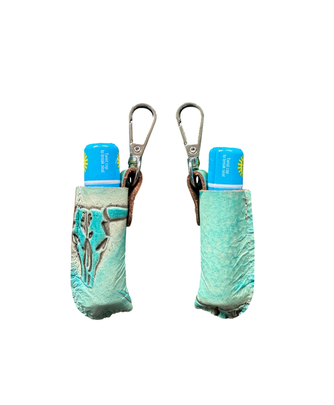 A9000 -  Real Tooled Leather Lip Balm Holder w Clip
