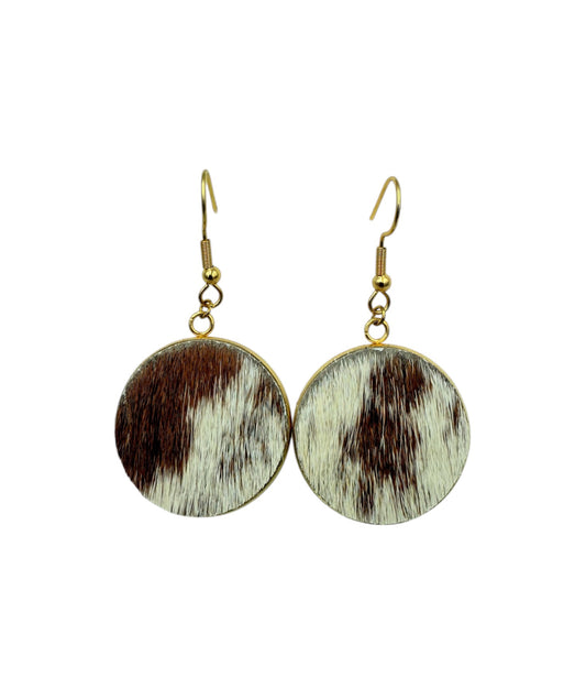 J7124B - Round Hide Fishhook Earrings