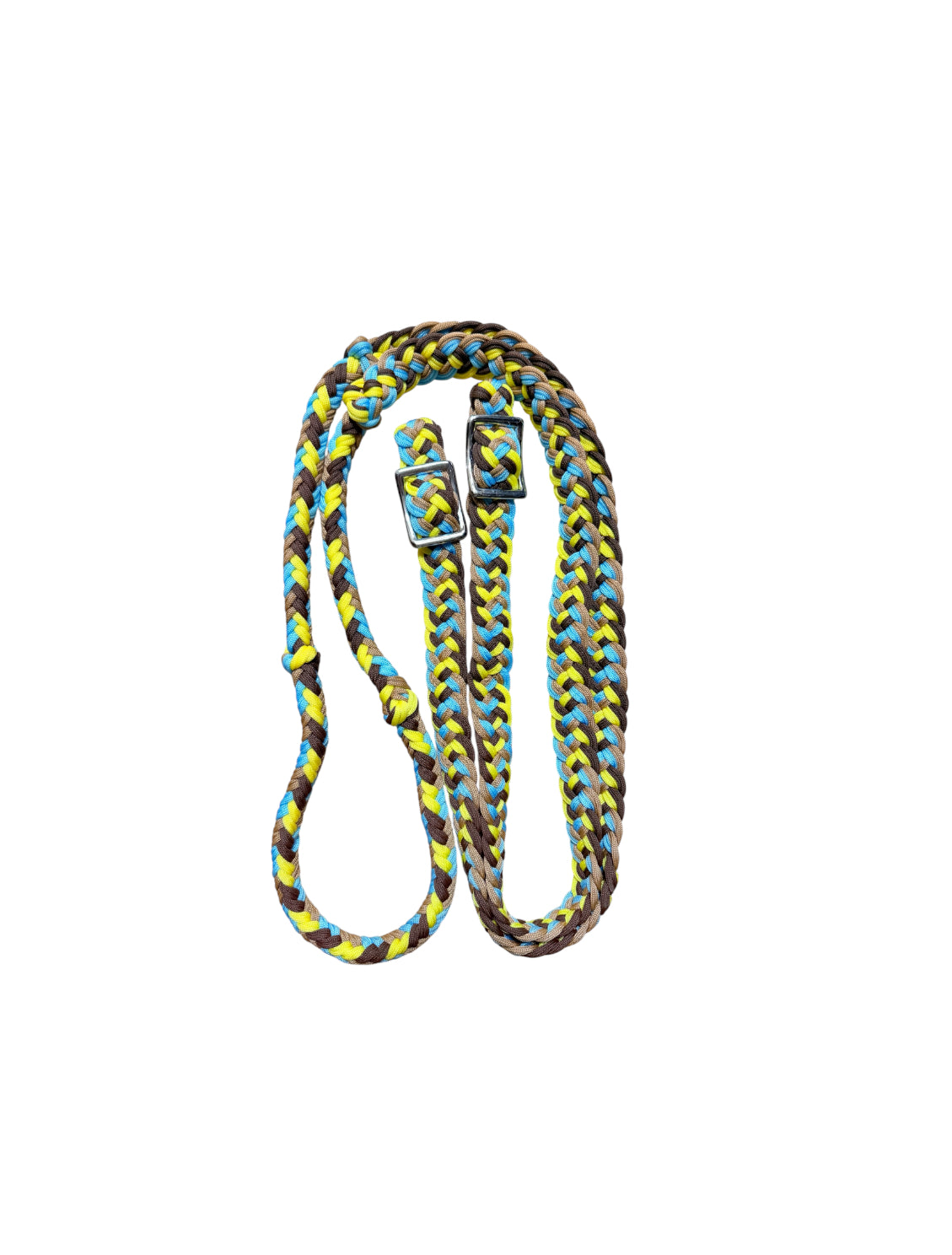 T5302  - Four Colour Braided Barrel Reins with Knots