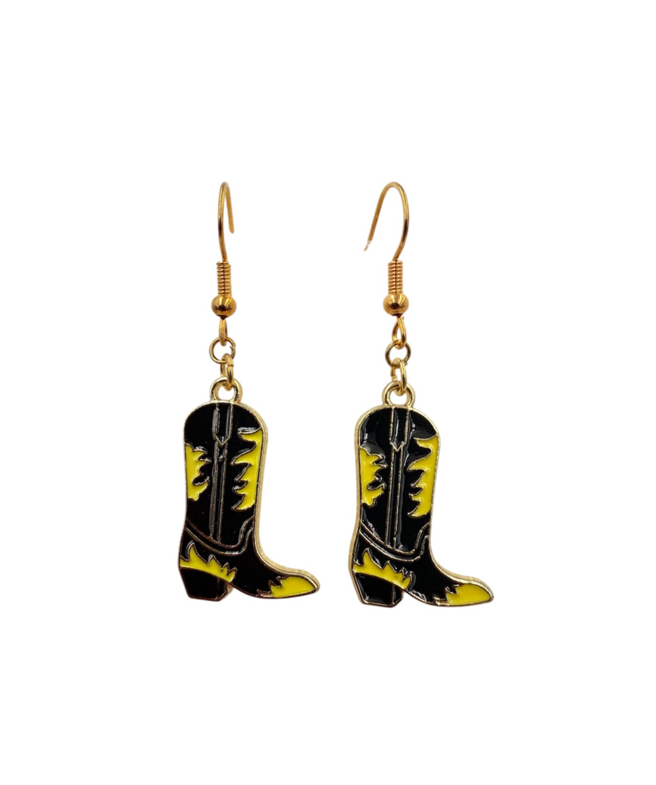 J7040 - Boot Gold Colour Trim Dangle Earrings - Rawhide Western Wear 