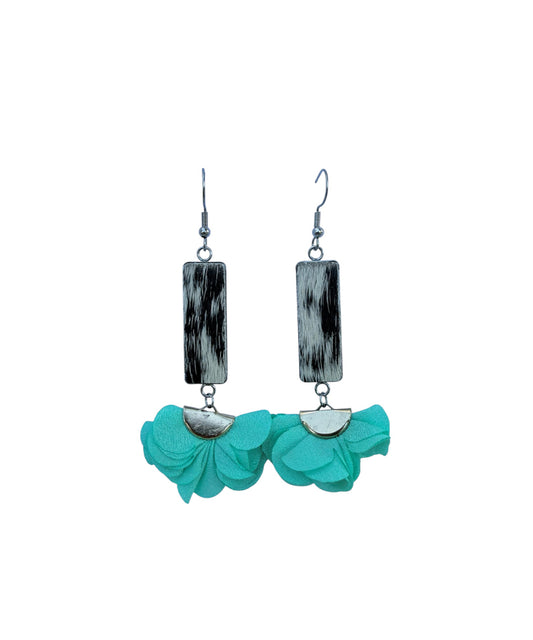 J7091C - Flower 100% Hair on Hide Earrings