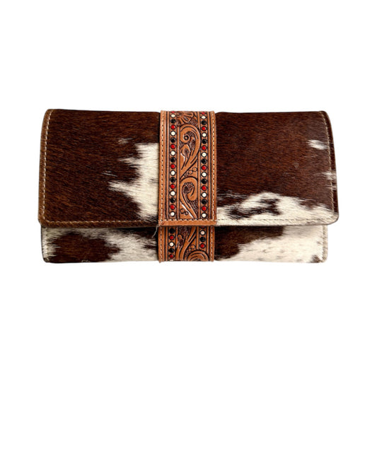 AW29C - Hand Painted Tooling Leather Trifold Wallet