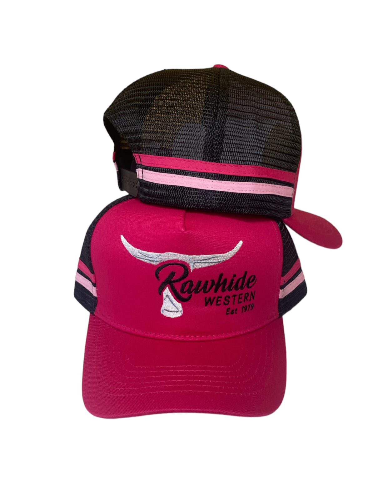 P4090 - Rawhide Pink & Black Country Trucker Cap
