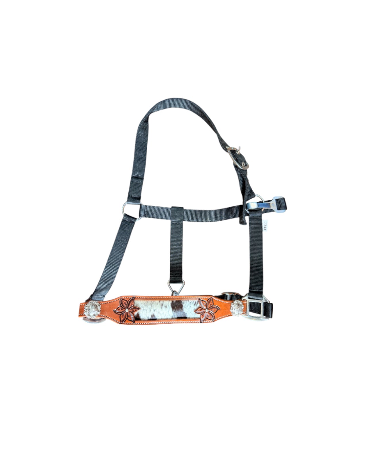 722812A - Lilly Black 100% Hair on Hide Nylon Bronc Halter