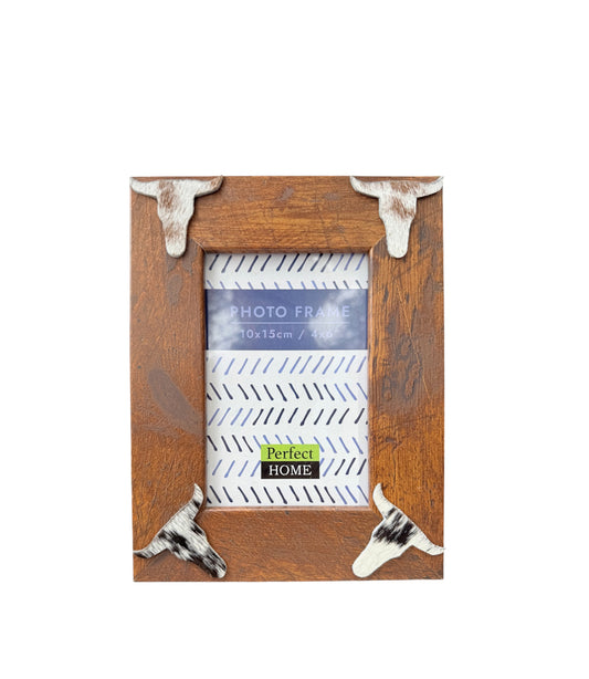 A8926B - Real Cowhide Love Hearts Picture Frame