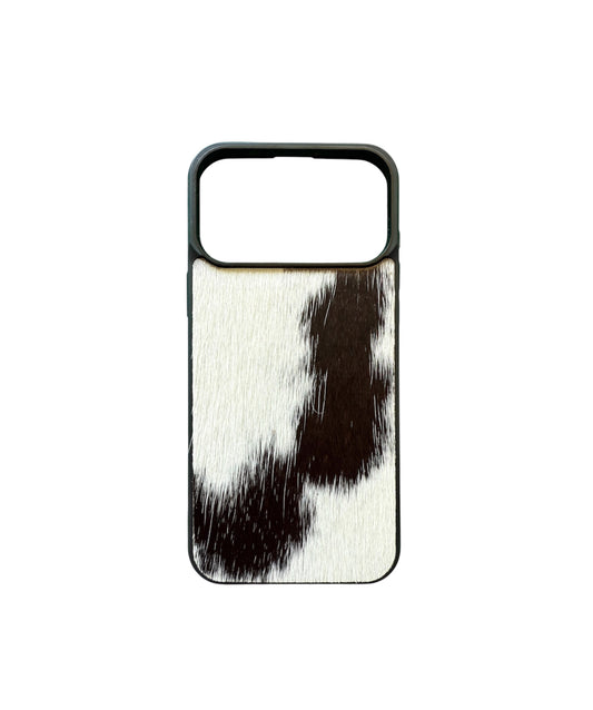 A8969 - IPhone 17 Pro Max Hair on Hide Leather w Rubber Case - Rawhide Western Wear 