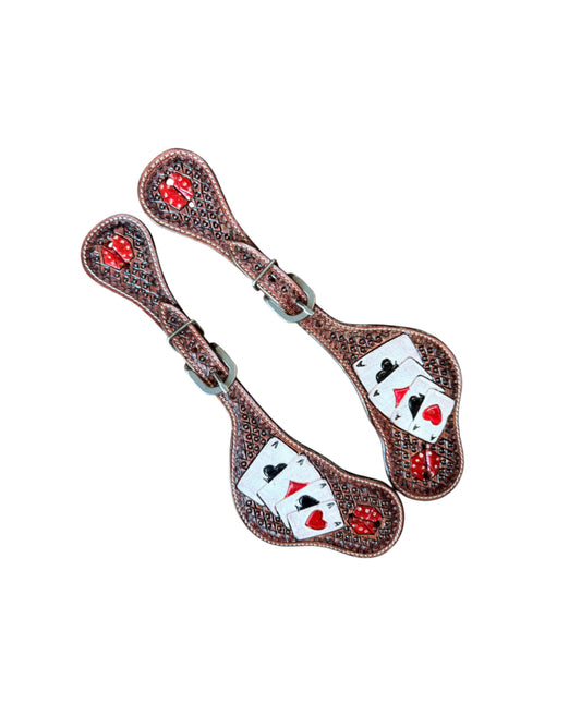 14736-S - Ladies Luck Tooled Leather Spur Straps