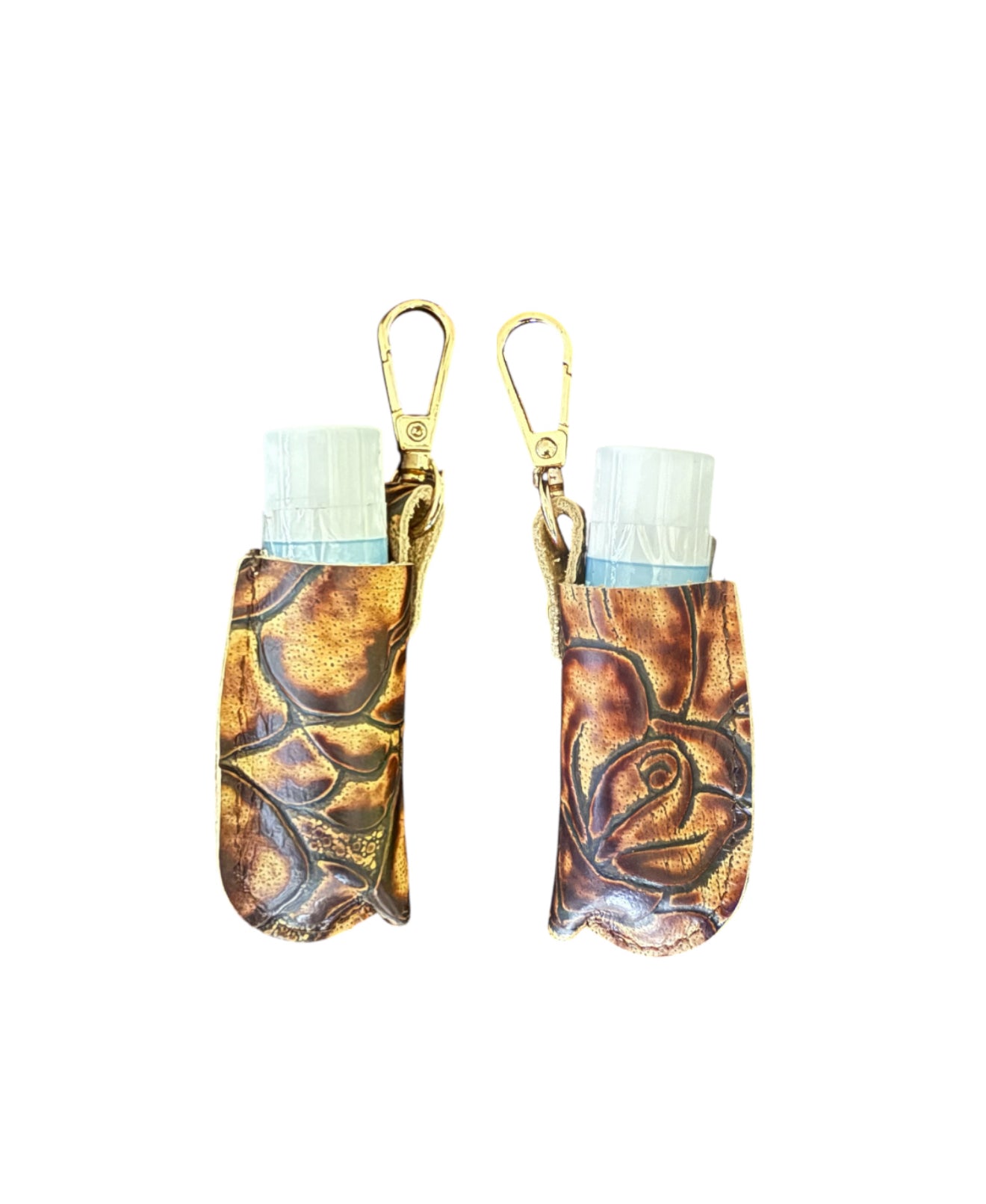 A9004 -  Real Tooled Leather Lip Balm Holder w Clip