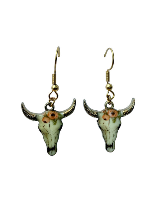 J6439G - Steer Head Earrings