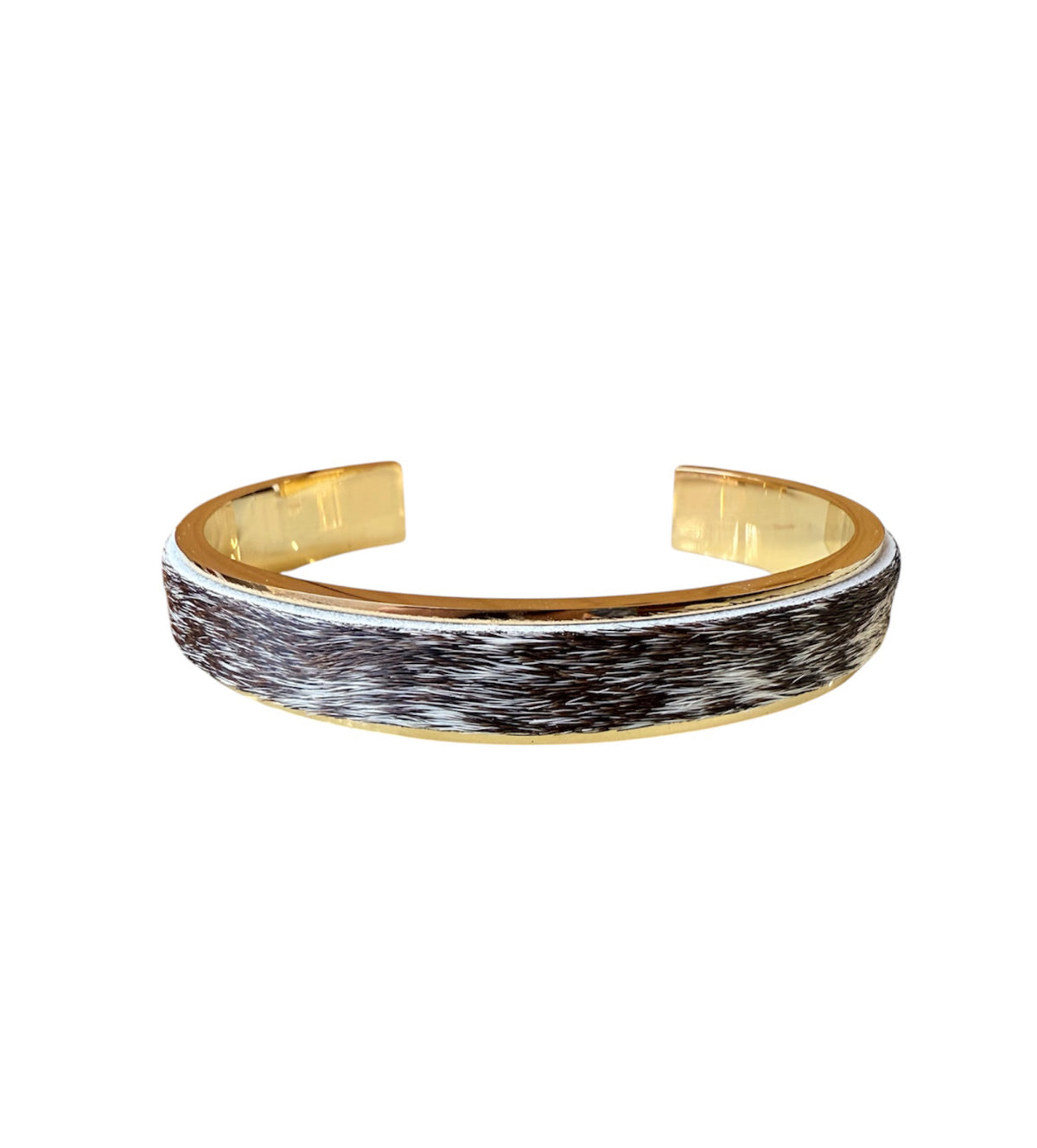 J6888D - 18k Plated Stainless Steel 3/4 Bangle w Cowhide