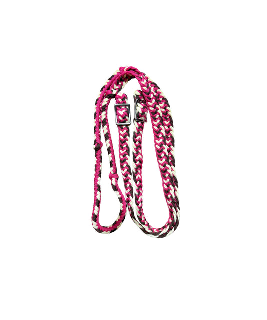 T5301  - Three Colour Braided Barrel Reins with Knots - Rawhide Western Wear 