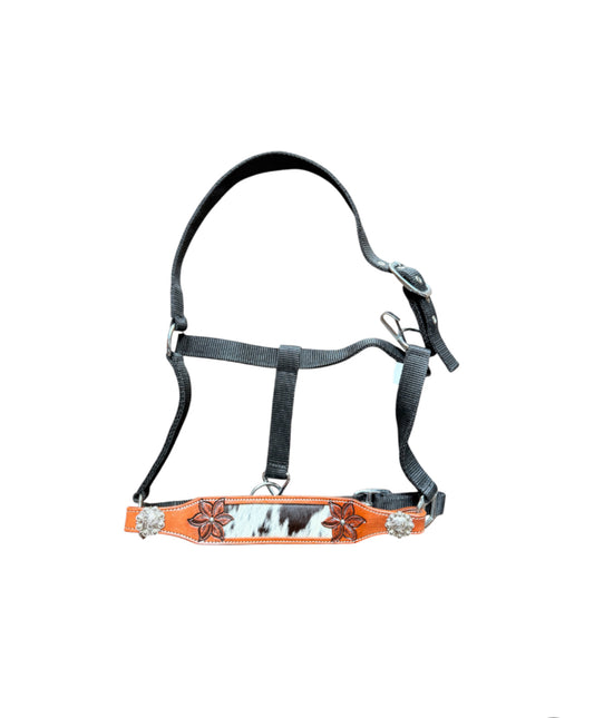 722812  -  Lilly Black 100% Hair on Hide Nylon Bronc Halter