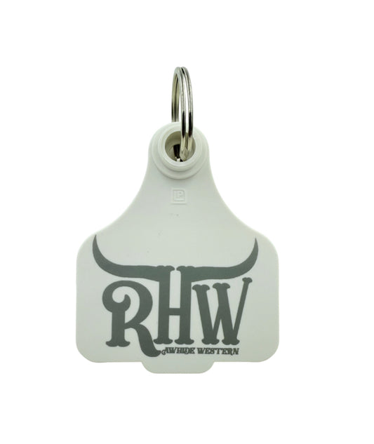 P4259 - White Rawhide Western  Cattle Tag