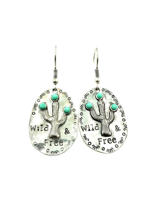 J6453A - Wild & Free Western Cactus Fishhook Earrings - Rawhide Western Wear 