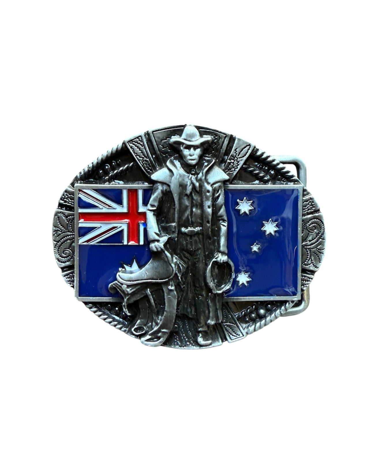 A8876- Cowboy Australian Flag Western Belt Buckle