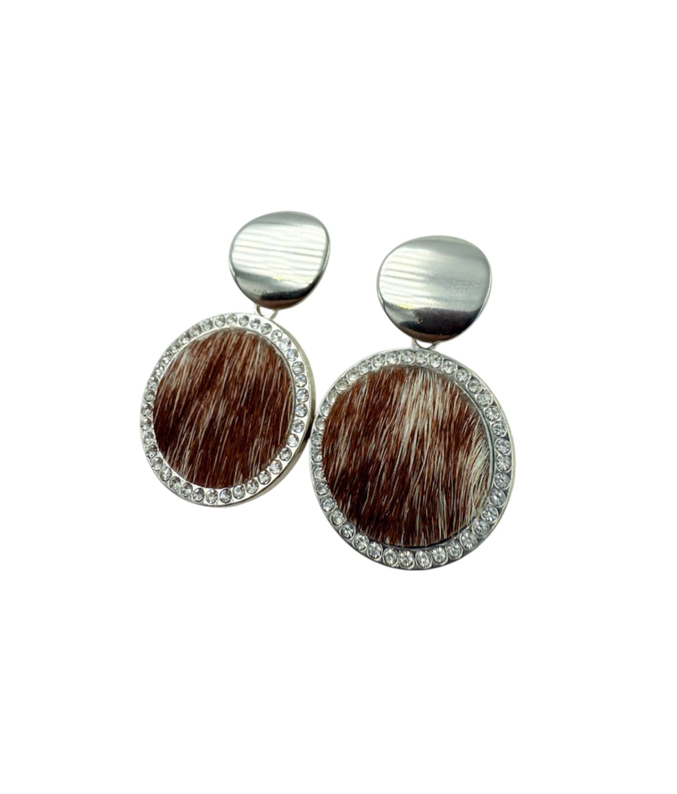 J6684G - 100% Hair on Hide Earrings with Diamantes - Rawhide Western Wear 