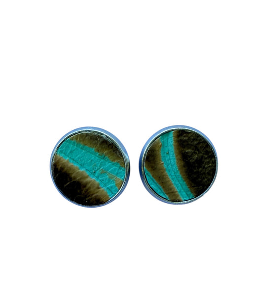 J6962A - Real Tooled Leather  Stud Earrings