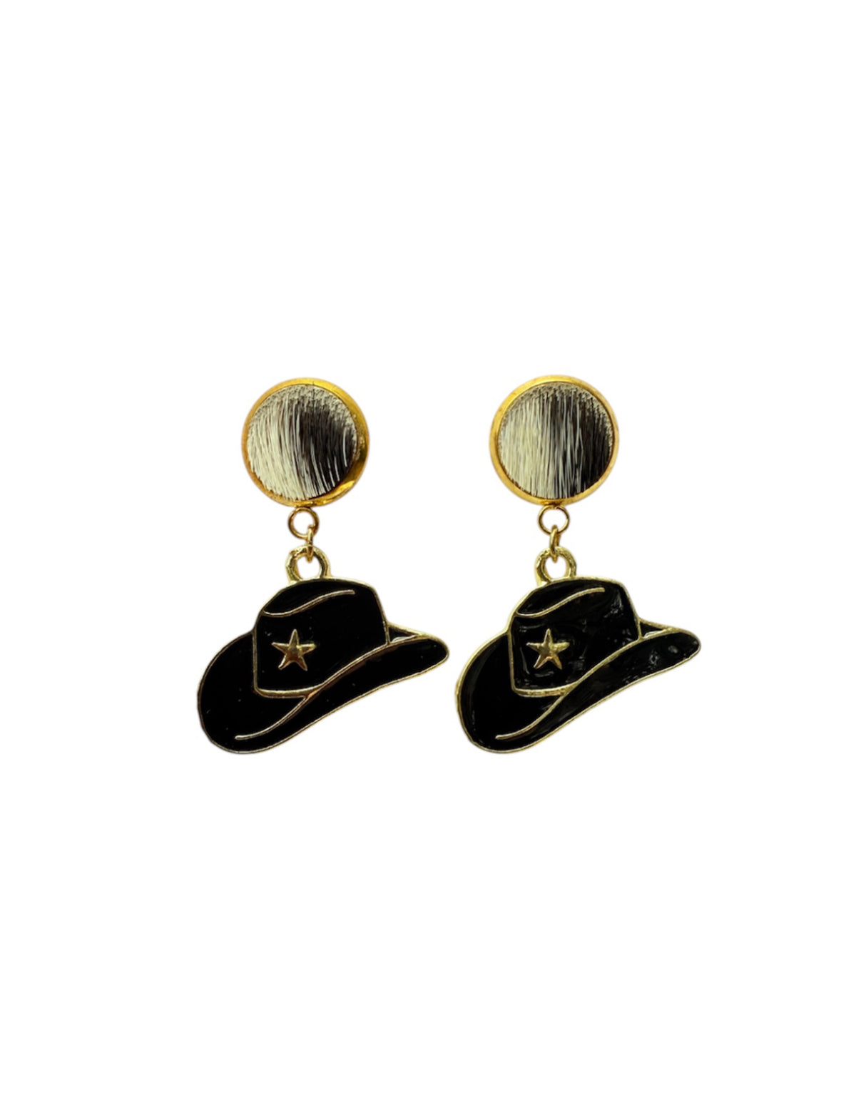 J7018A - 100% Hair on Hide Stud Dangle Earrings