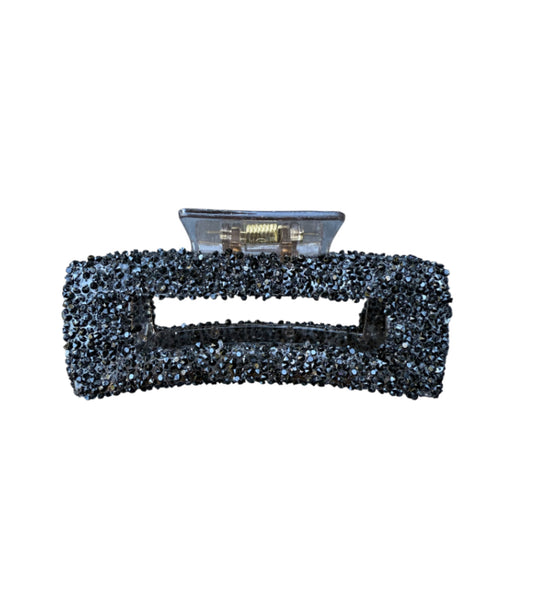 J7169B - Glitter Black Colour Large Hair Claw Clip - Rawhide Western Wear 