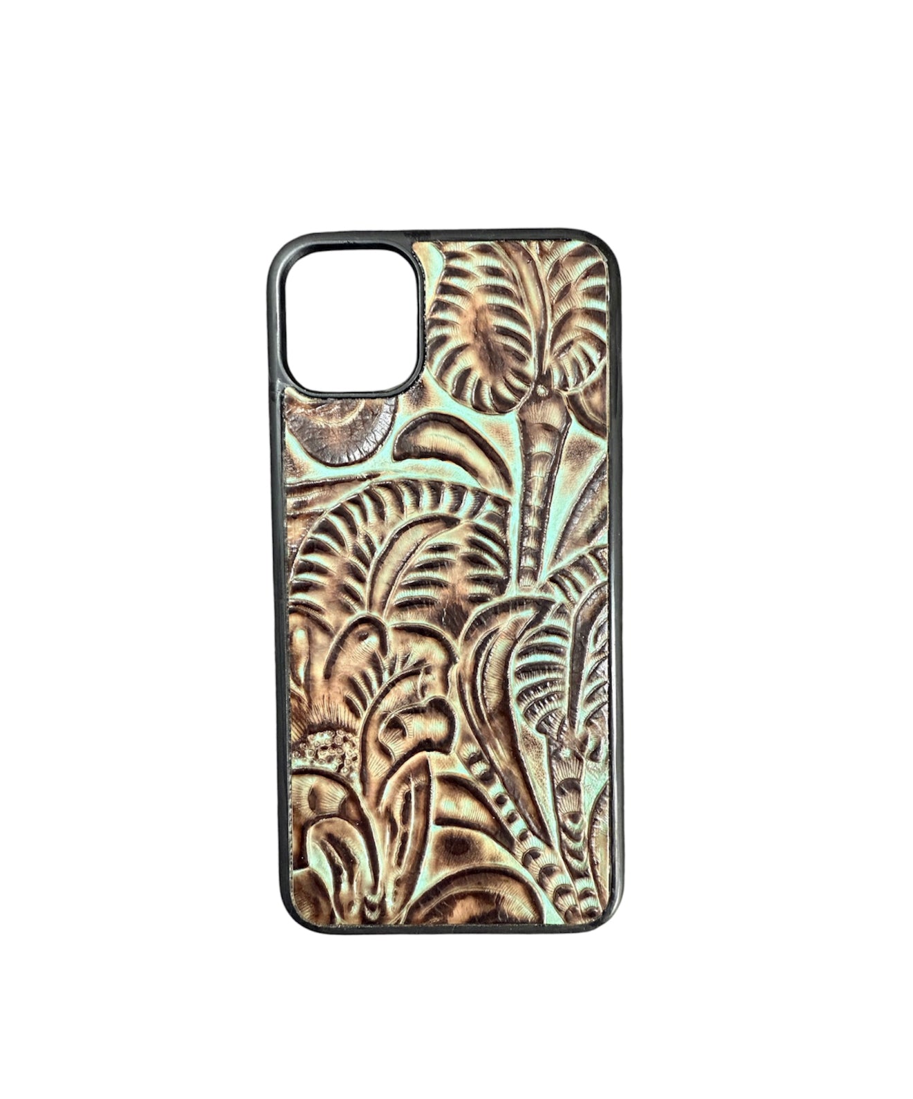 A8574 - IPhone 11 Pro Max Tooled Leather w Rubber Case - Rawhide Western Wear 