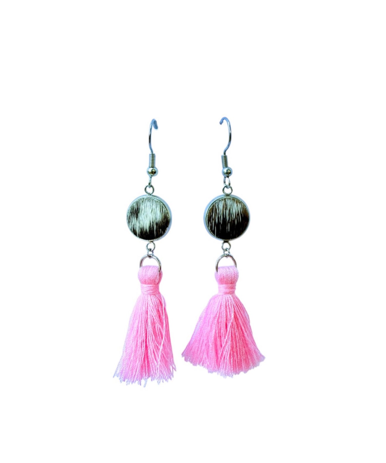 J7034E - Tassel Hide Fishhook Earrings