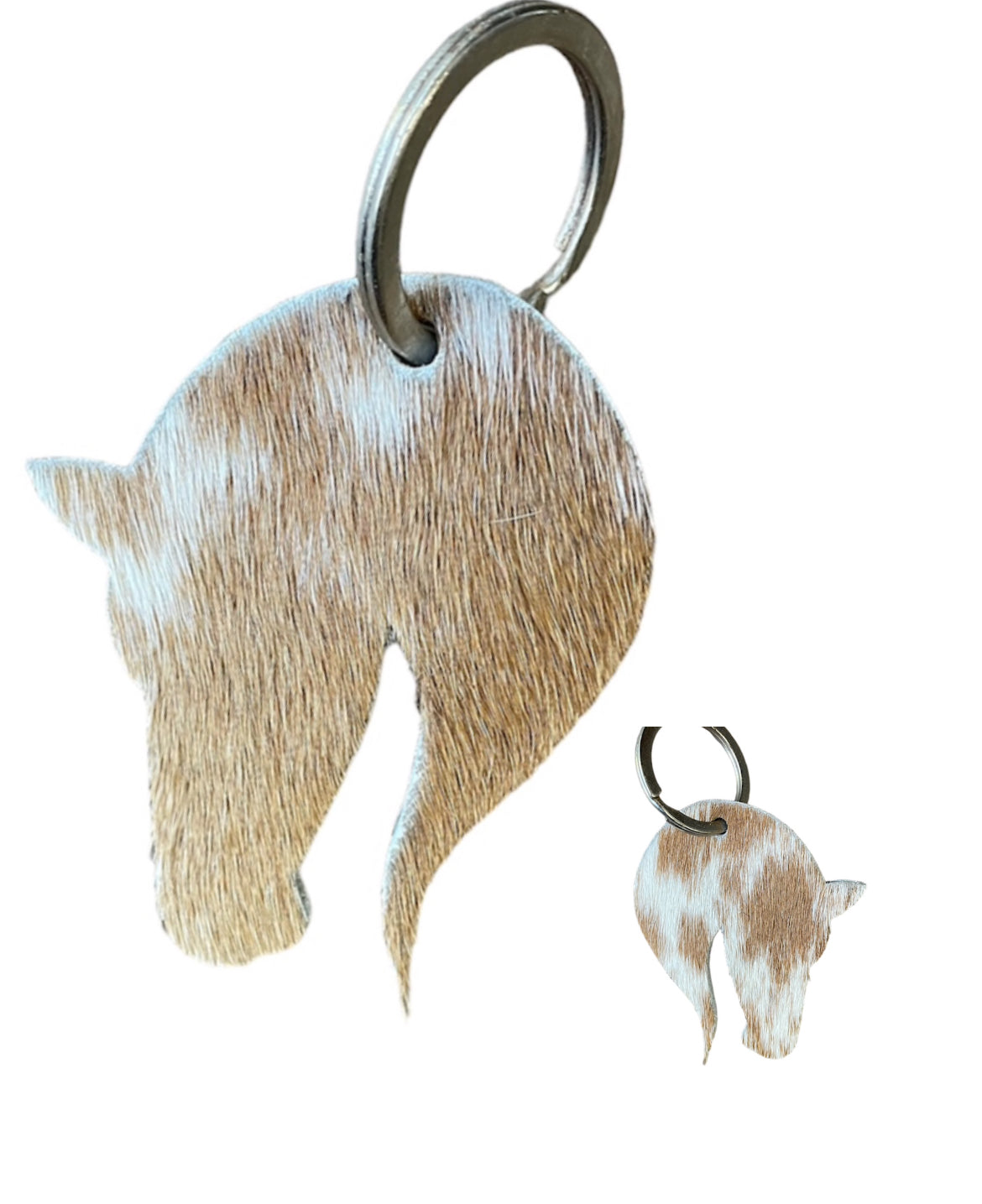 A8725 - Double Sided 100% Hair On Hide Leather Horse Keychain