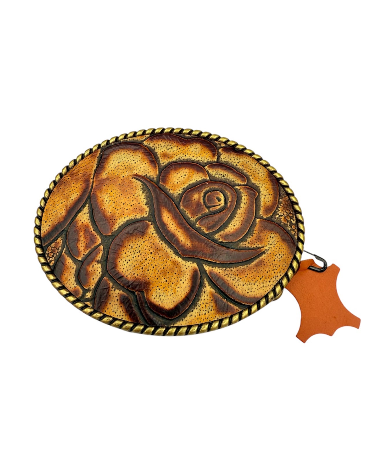 A8872a - Bronze Antique Colour Western Buckle w Leather Tooled insert