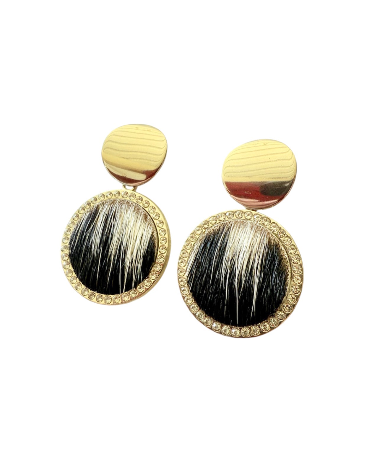 J6684D - 100% Hair on Hide Earrings with Diamantes - Rawhide Western Wear 