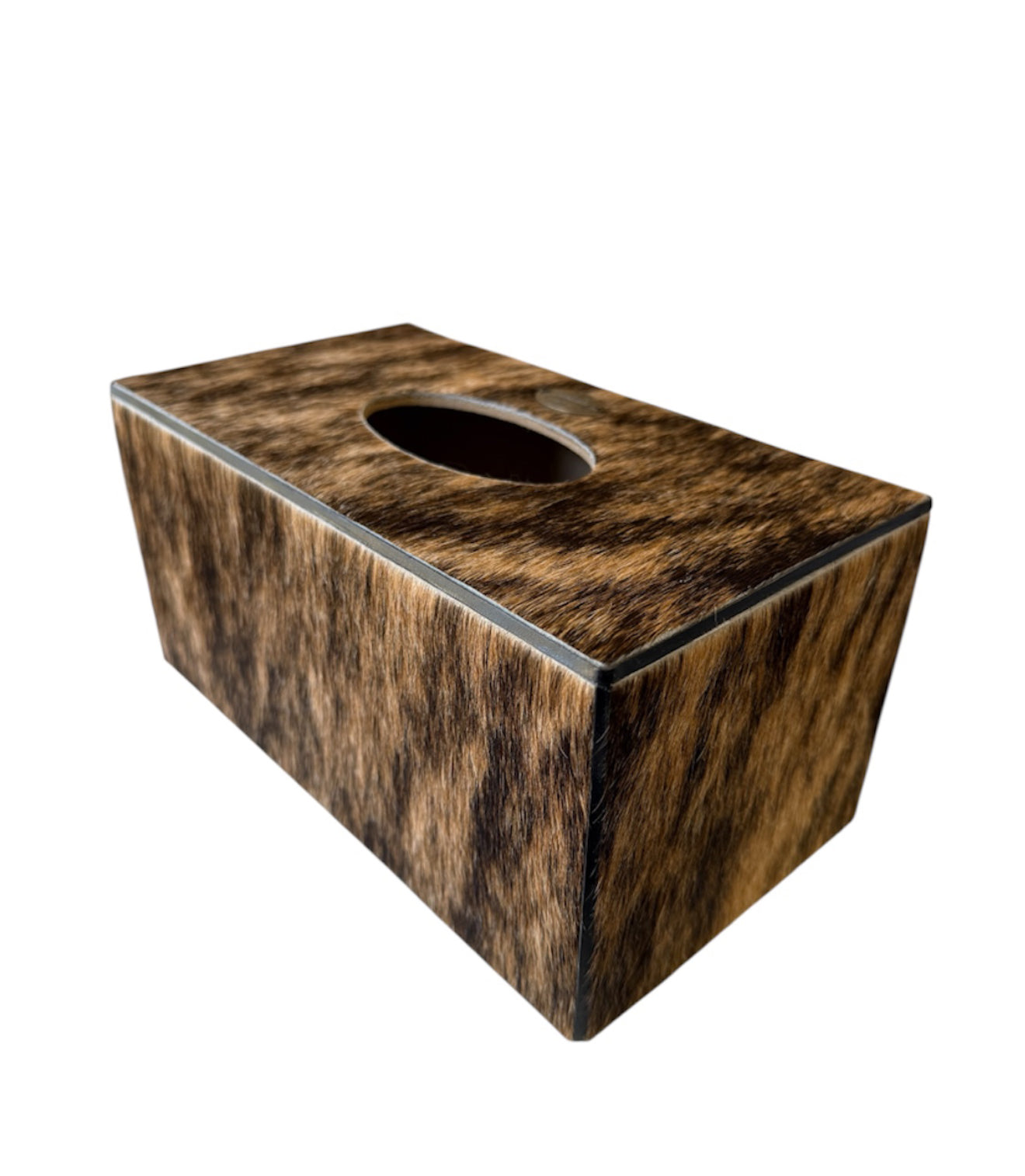 A8844 - Wooden Tissue Holder w Cowhide & Kangaroo Leather
