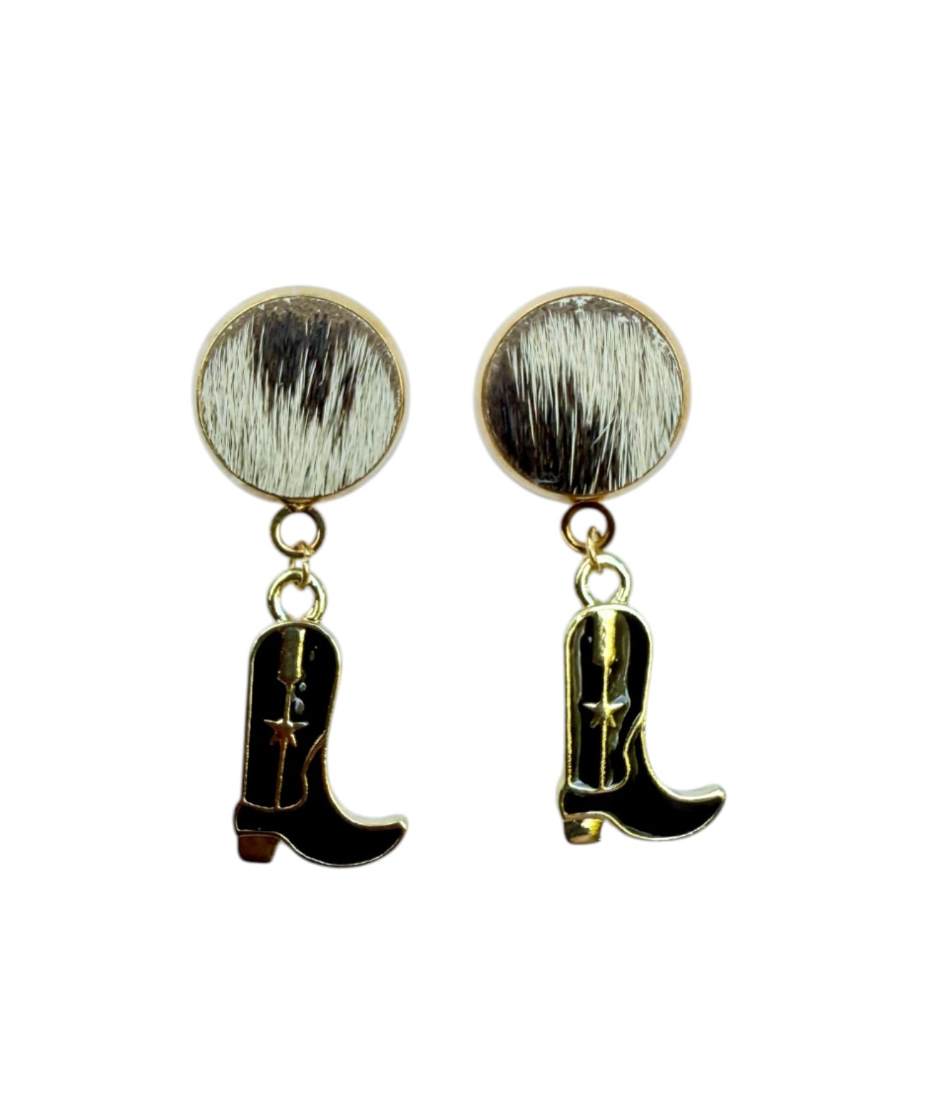 J7017D - 100% Hair on Hide Stud Dangle Earrings