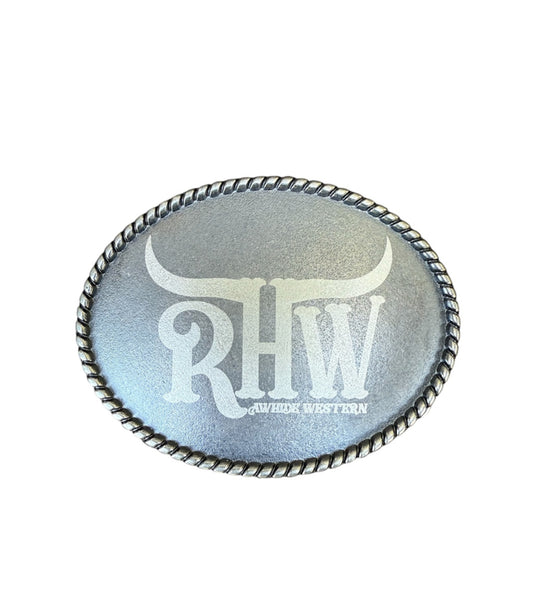 P4205A - Silver Antique Colour Western Buckle w Laser RTW insert