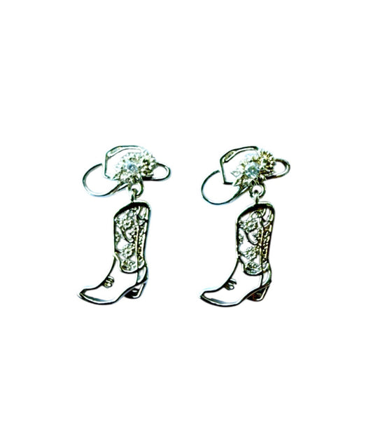 J7011A - Hat & Boot Stud Dangle Earrings - Rawhide Western Wear 