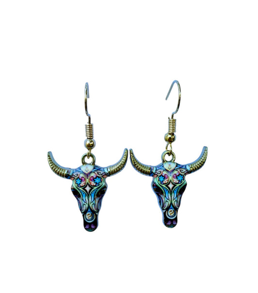 J6439H - Steer Head Earrings