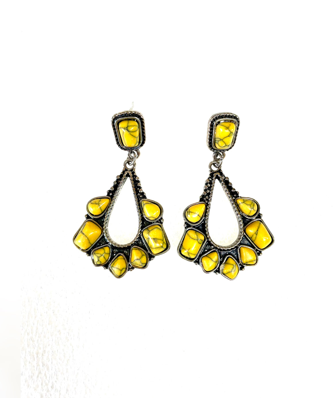J6618B -  Stud Dangle Earrings Yellow