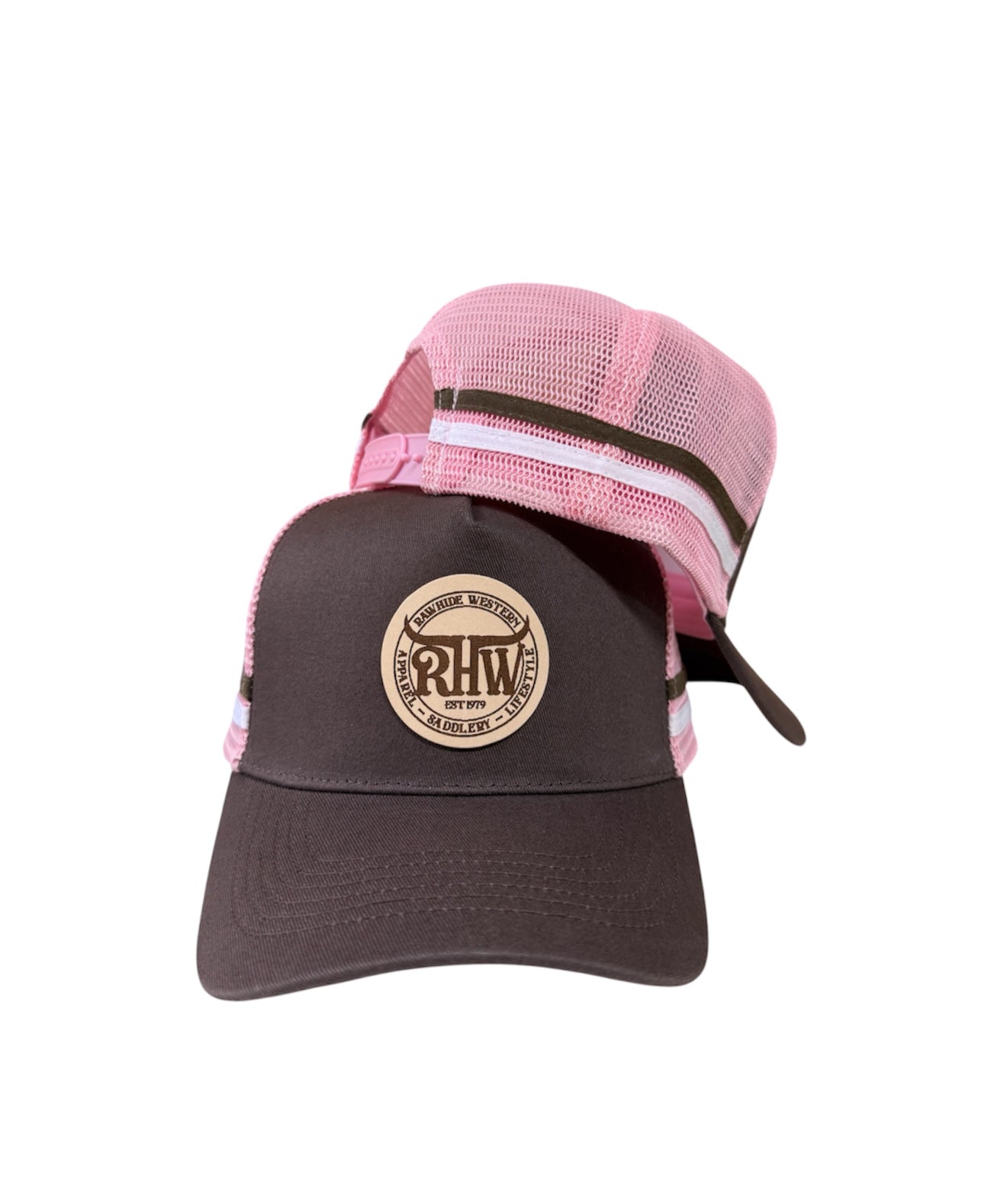P4245 - RHW Brown & Pink Western Trucker Cap - Rawhide Western Wear 