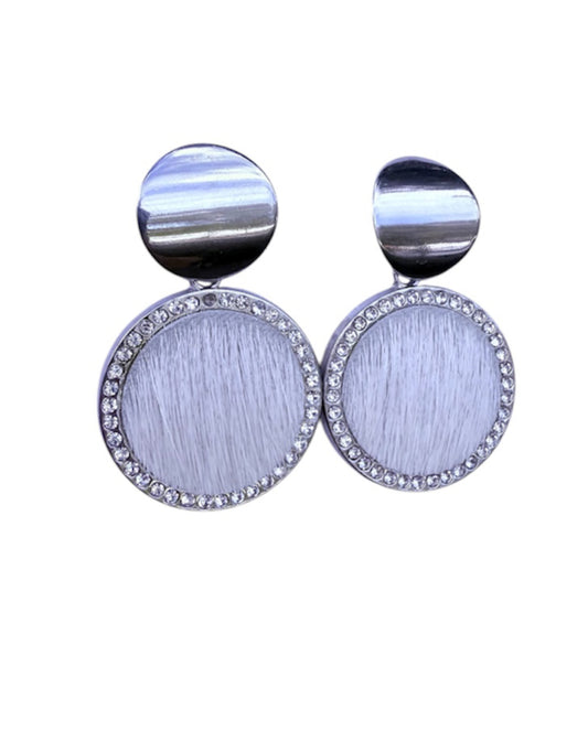 J6684J  - 100% Hair on Hide Earrings with Diamantes
