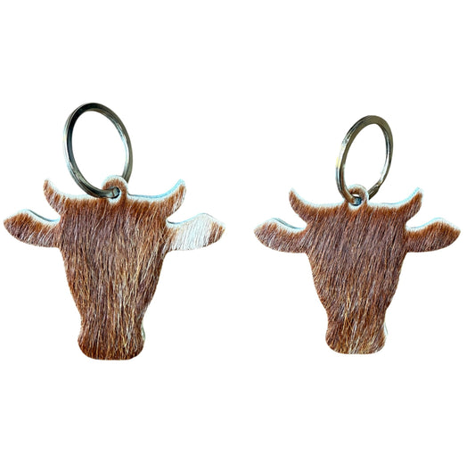 A8734 - Double Sided 100% Hair On Hide Leather Cow Keychain