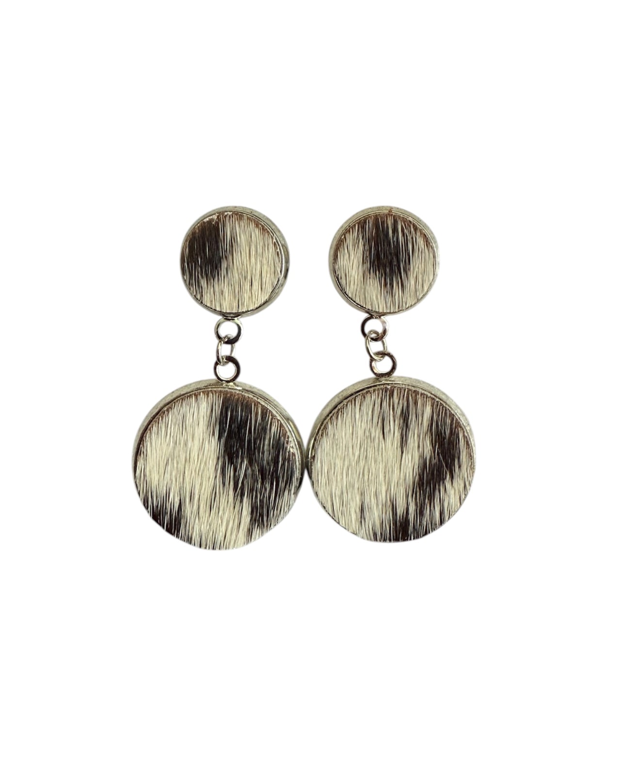 J6684C - 100% Hair on Hide Stud Dangle Earrings - Rawhide Western Wear 