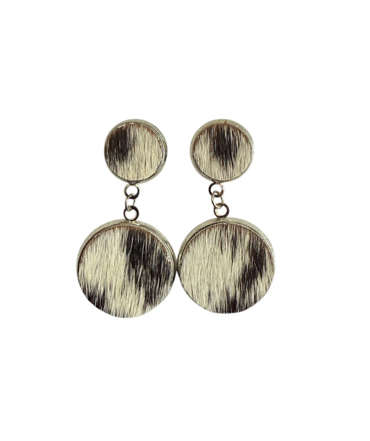 J6684C - 100% Hair on Hide Stud Dangle Earrings - Rawhide Western Wear 