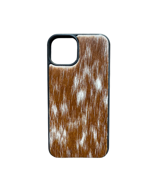 A8622 - IPhone 13 Cowhide Hair on Hide Leather w Rubber Case - Rawhide Western Wear 
