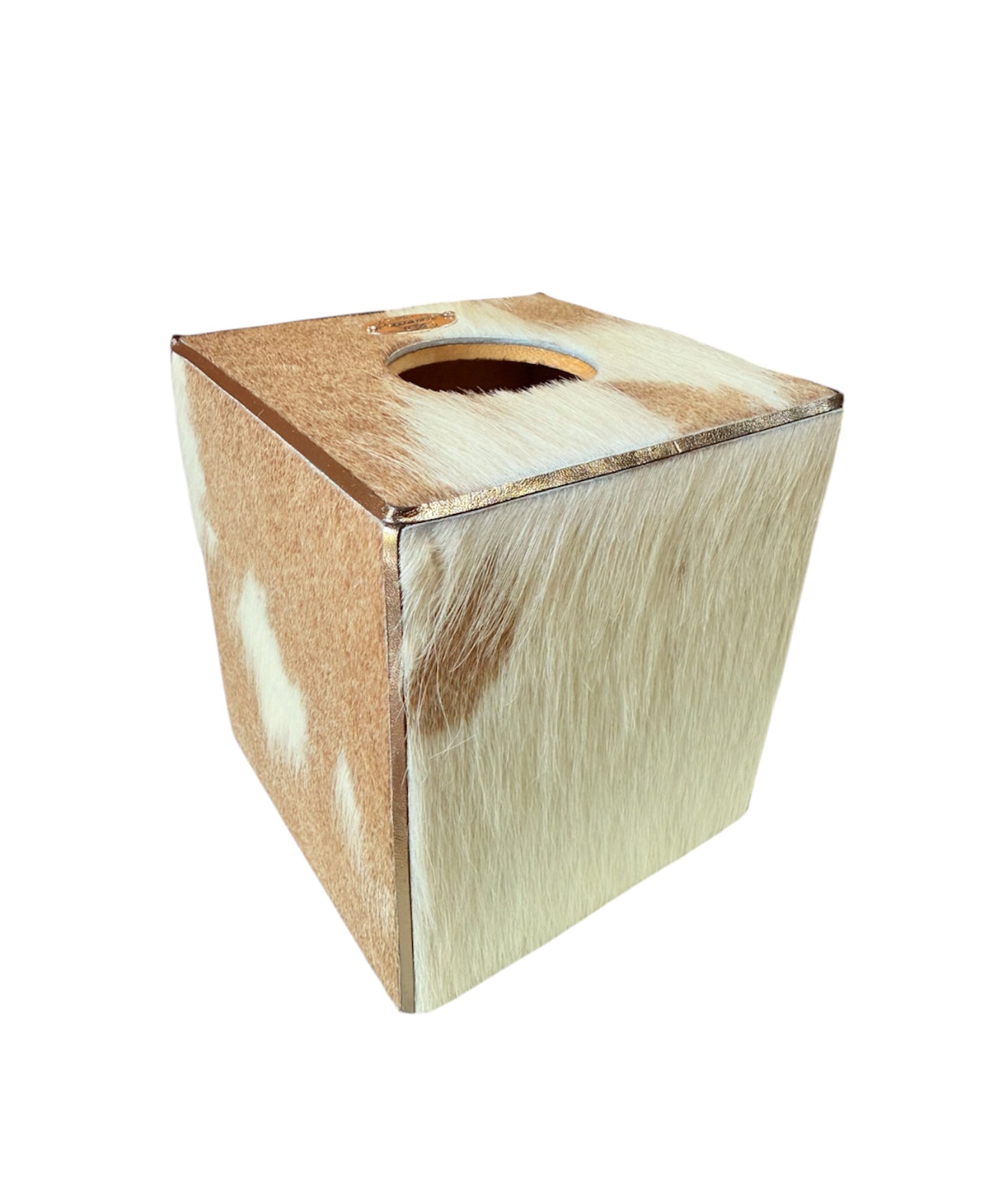 A8986 - Wooden Tissue Holder w Cowhide & Kangaroo Leather