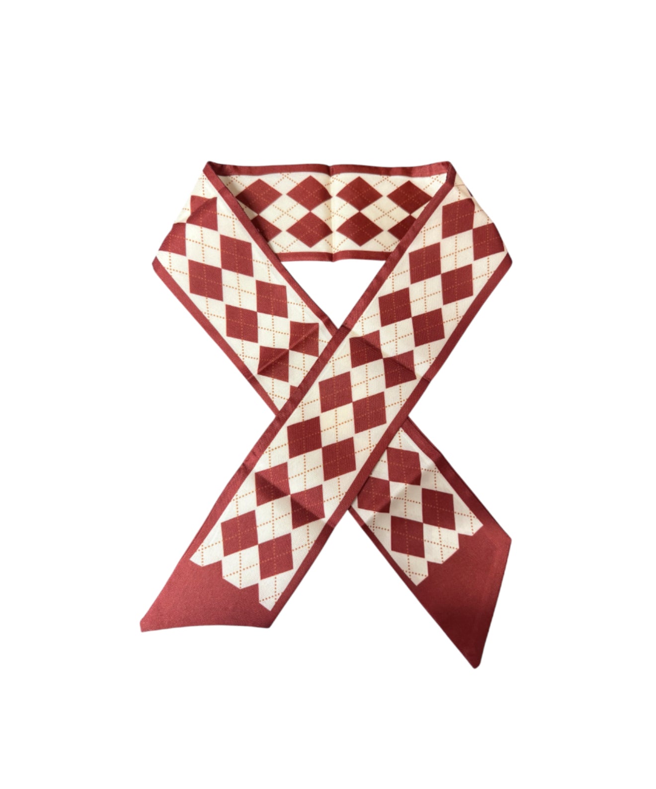A8942 - Burgundy & Cream Satin Thin Neck Tie - Rawhide Western Wear 