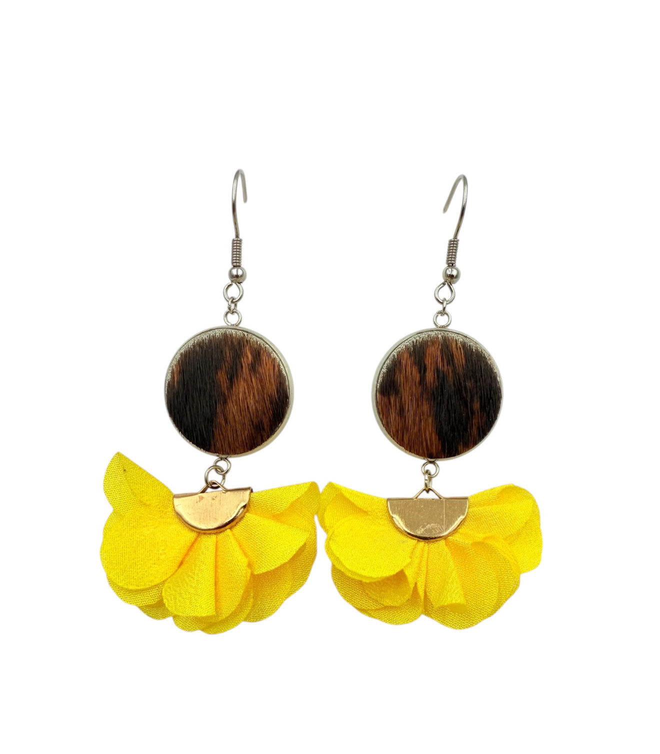 J7074C - Flower 100% Hair on Hide Earrings
